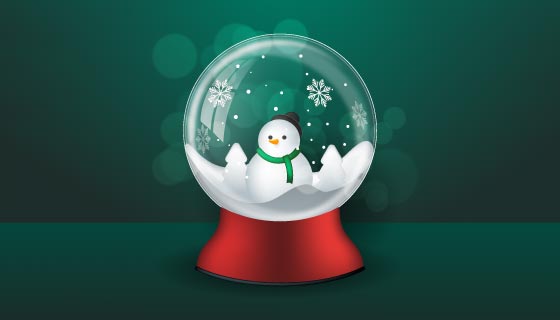 雪人圣诞水晶球矢量素材(AI/EPS)