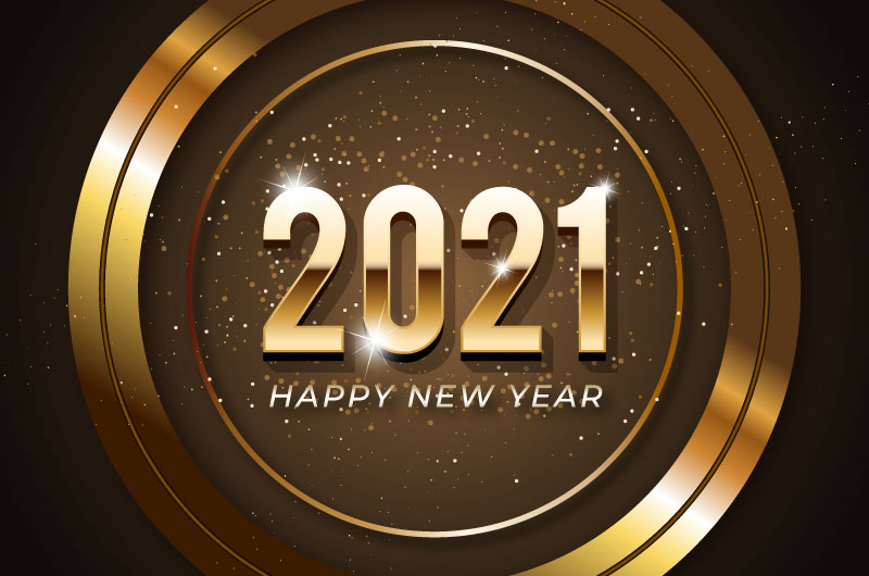 金色圆环设计2021新年快乐矢量素材(AI/EPS)
