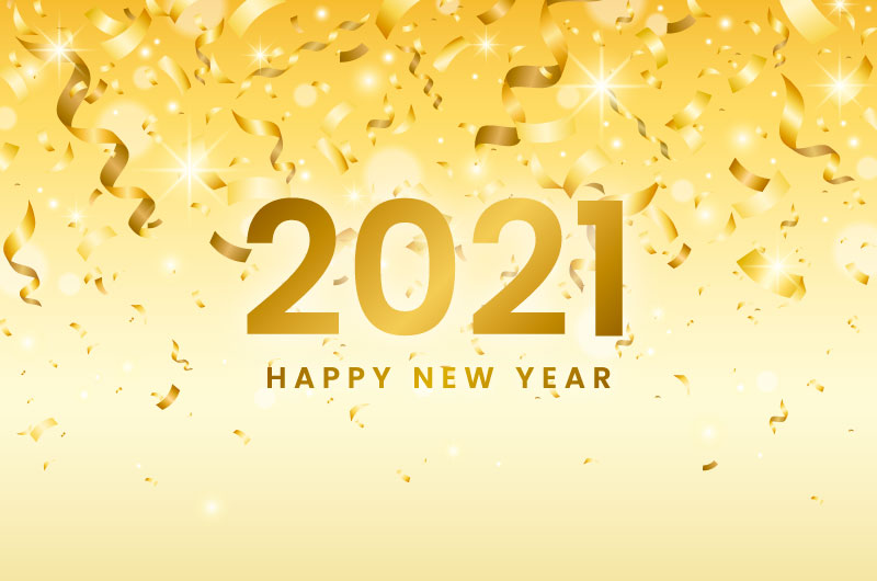 金色纸屑设计2021新年快乐背景矢量素材(AI/EPS)