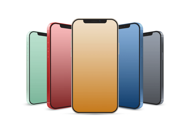 五种颜色的iPhone 12 Pro矢量素材(AI/EPS/免扣PNG)
