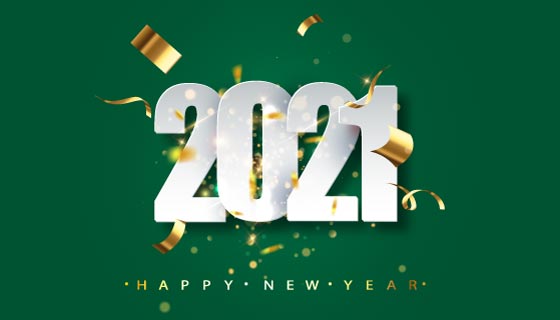 金色纸屑2021新年快乐背景矢量素材(EPS)