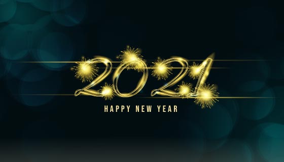 金光闪闪的2021新年快乐背景矢量素材(AI/EPS)