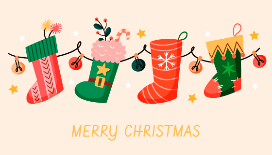 可爱的圣诞袜设计圣诞节背景矢量素材(AI/EPS/PNG)