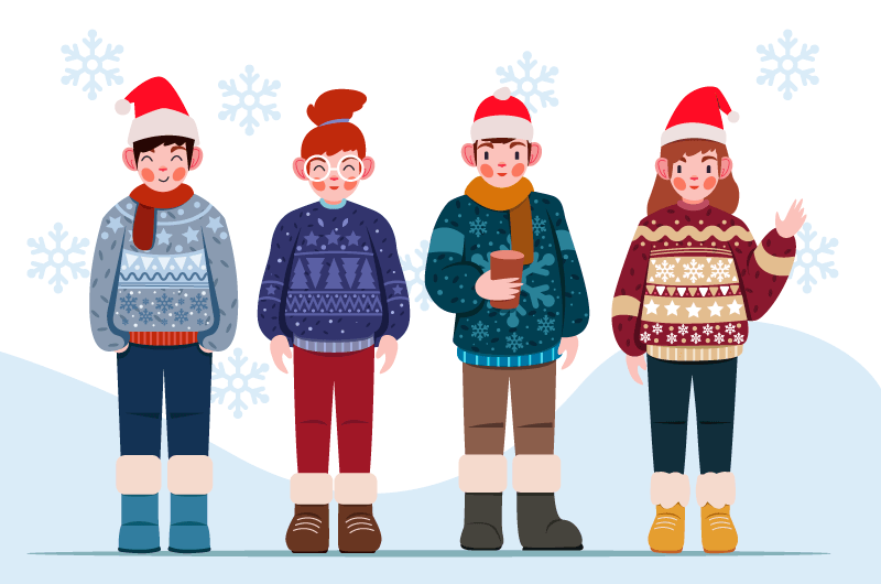 冬天里穿着毛衣的人们矢量素材(AI/EPS)