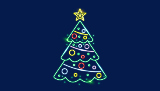 可爱的霓虹灯圣诞树矢量素材(AI/EPS)