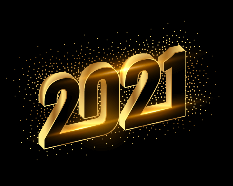 金色立体的2021新年快乐矢量素材(EPS)