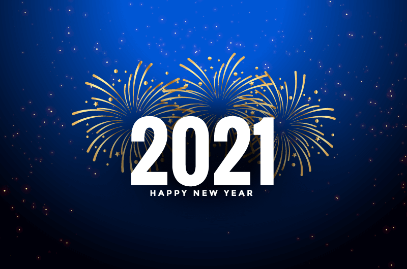 蓝色的2021新年快乐背景矢量素材(EPS)