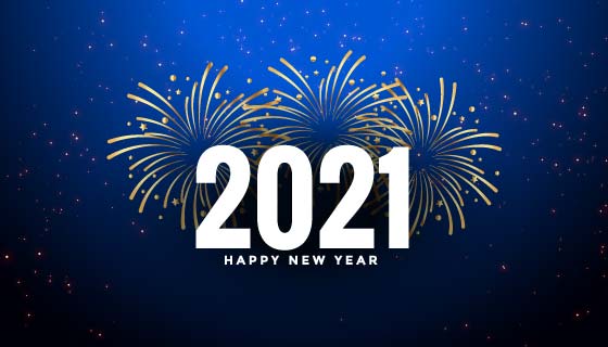 蓝色的2021新年快乐背景矢量素材(EPS)