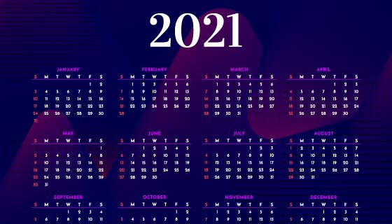 现代时尚深色的2021年日历矢量素材(EPS)