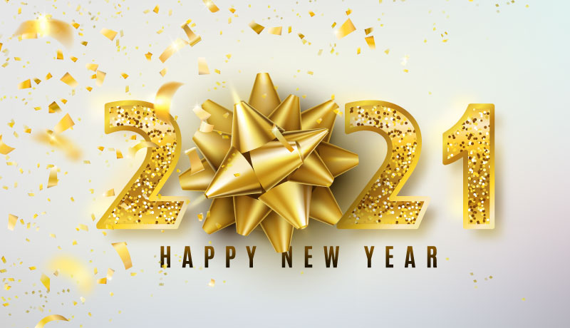 金色纸屑和数字设计2021新年快乐矢量素材(EPS)