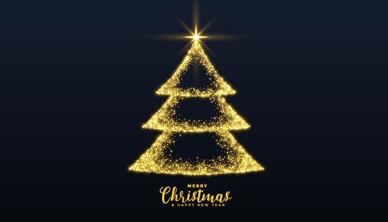 金光闪闪的圣诞树矢量素材(EPS)