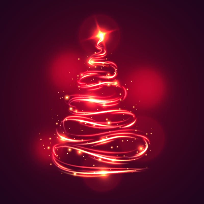 光线轨迹设计的圣诞树矢量素材(AI/EPS)