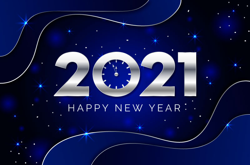 蓝银色2021新年快乐背景矢量素材(AI/EPS)