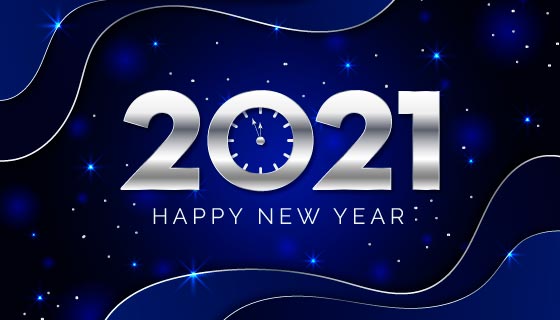 蓝银色2021新年快乐背景矢量素材(AI/EPS)