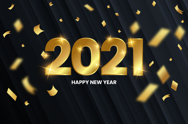 金色纸屑设计2021新年快乐背景矢量素材(EPS)