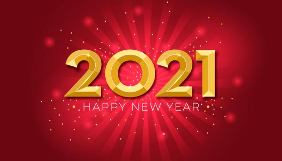 金色闪耀的2021新年快乐背景矢量素材(AI/EPS)