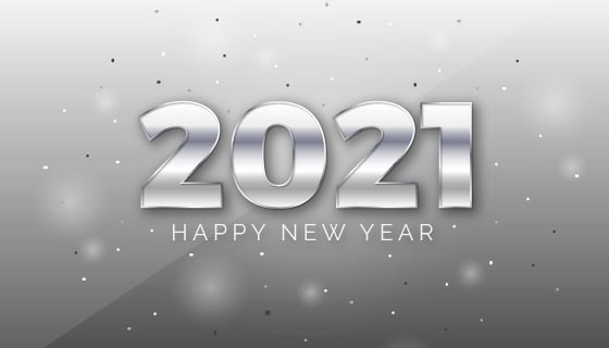 银色质感的2021新年快乐背景矢量素材(AI/EPS)