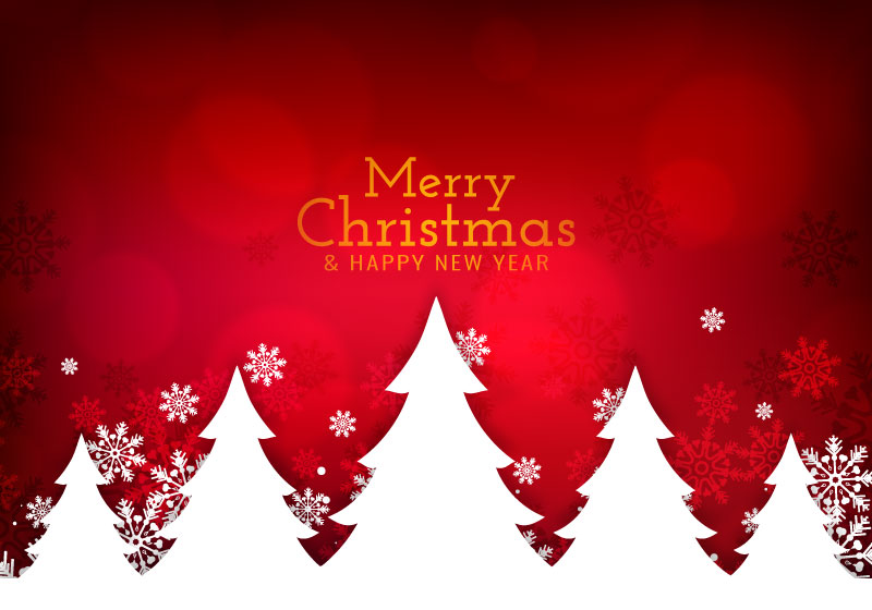 圣诞树和雪花设计圣诞节快乐背景矢量素材(EPS)