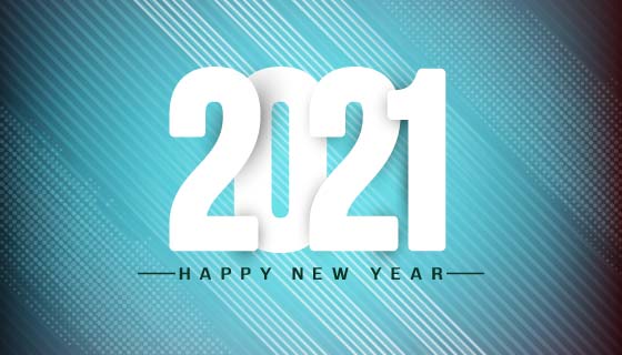 淡蓝色时尚设计2021新年快乐矢量素材(EPS)