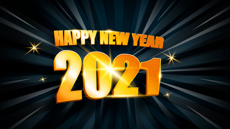 创意金色数字2021新年快乐矢量素材(EPS)