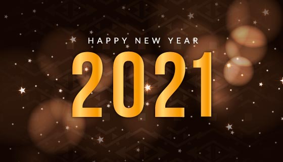 金色数字2021新年快乐散景背景矢量素材(EPS)