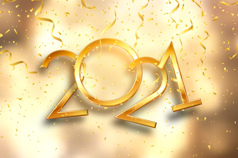 金色奢华的2021新年快乐矢量素材(EPS)