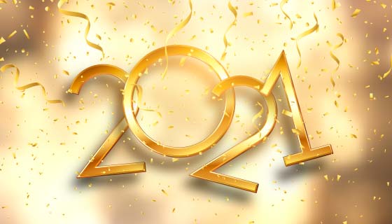 金色奢华的2021新年快乐矢量素材(EPS)