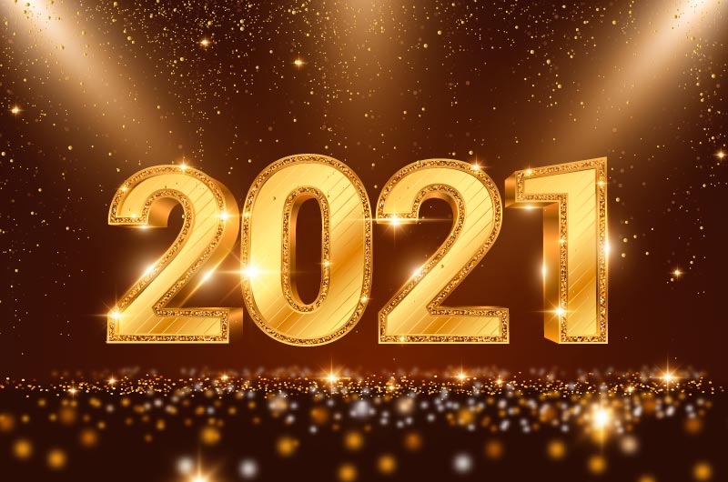 金色璀璨的2021新年快乐背景矢量素材(AI/EPS)