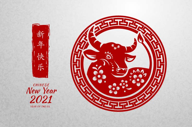 牛头剪纸设计2021春节快乐矢量素材(AI/EPS)