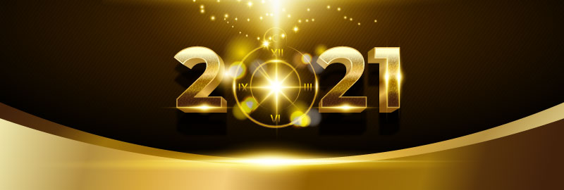 金色璀璨的2021新年快乐矢量素材(EPS)