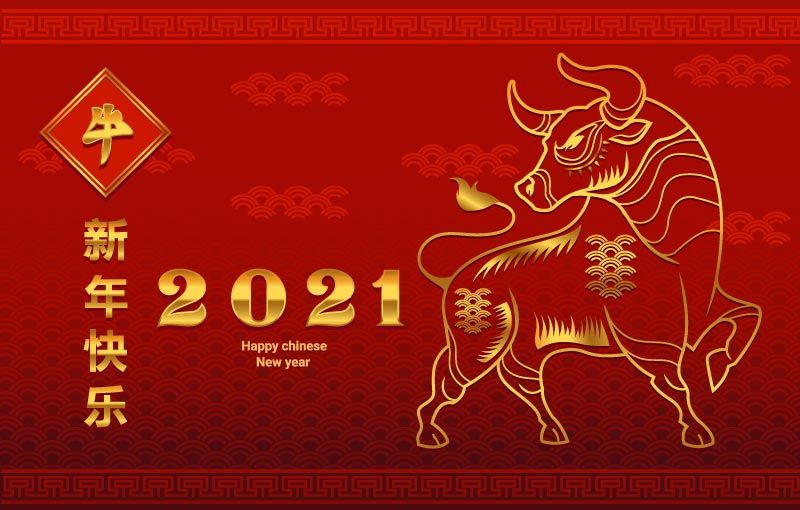 金牛设计2021新年快乐矢量素材(EPS)