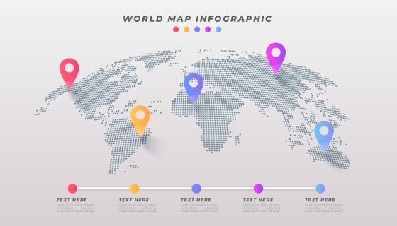 世界地图上标注的商业信息矢量素材(AI/EPS)