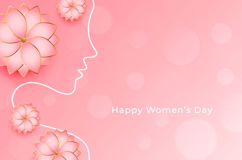 粉色花朵和女子轮廓设计女神节/妇女节矢量素材(EPS)