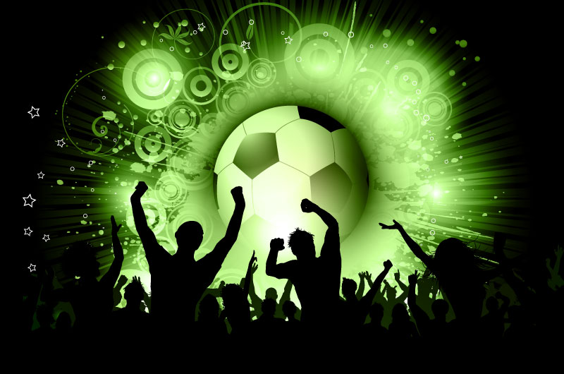 足球比赛和兴奋狂欢的人们矢量素材(EPS)