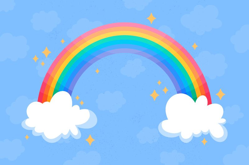 可爱的彩虹和白云矢量素材(AI/EPS)