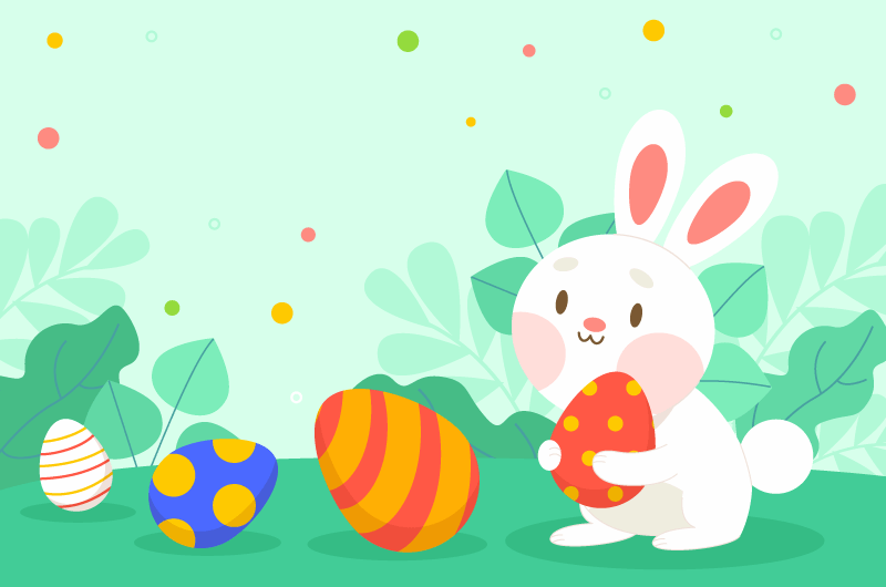 小白兔抱着彩蛋设计复活节矢量素材(AI/EPS)