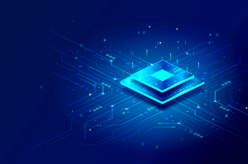 蓝色芯片科技背景矢量素材(AI/EPS)
