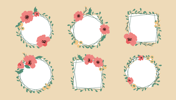 六个漂亮的花卉边框矢量素材(AI/EPS)
