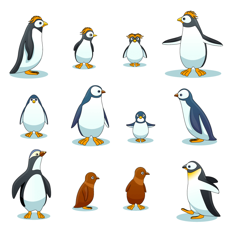 各种各样姿势的企鹅集合矢量素材(EPS/免扣PNG)