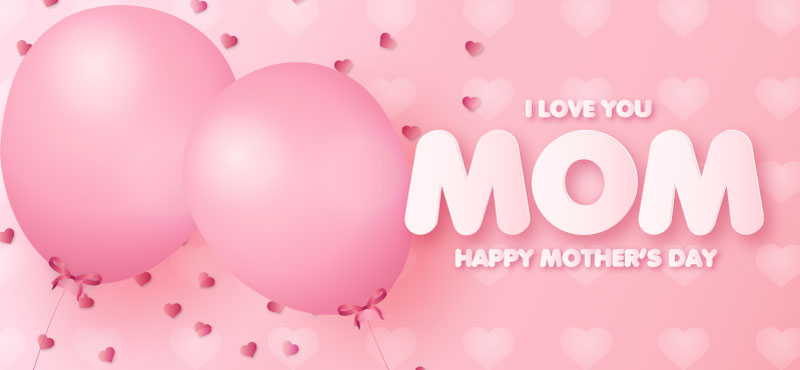 粉色气球设计母亲节快乐banner矢量素材(EPS)