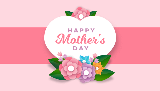 花卉和爱心设计母亲节快乐矢量素材(AI/EPS)