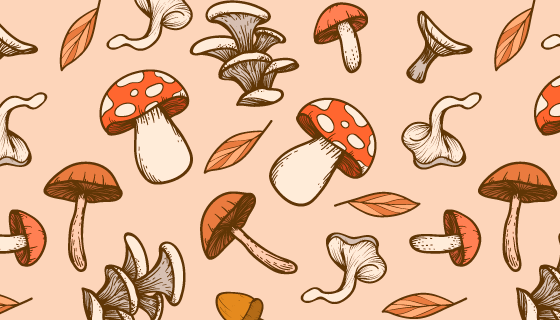 手绘蘑菇图案背景矢量素材(AI/EPS)