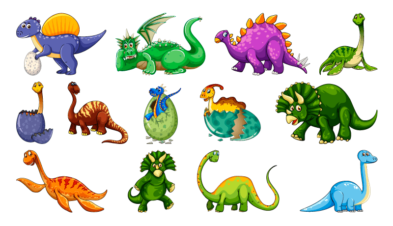各种各样的卡通恐龙矢量素材eps