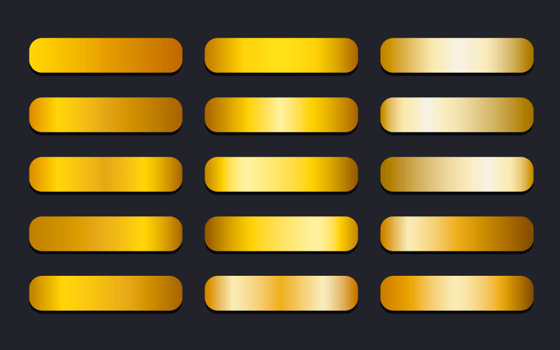 15个不同的金色渐变按钮矢量素材(EPS)