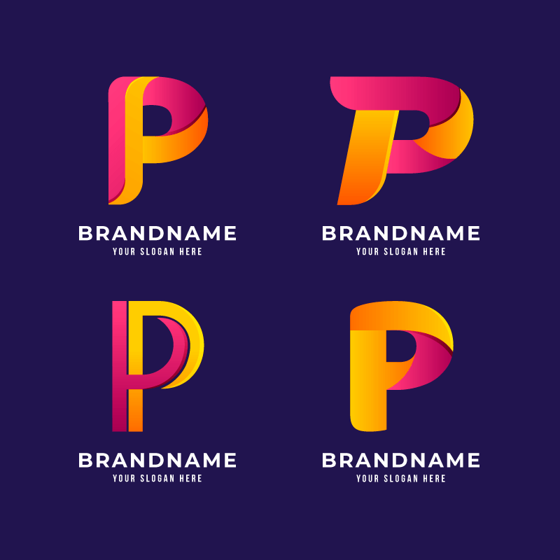 字母P设计的创意logo矢量素材(AI/EPS/免扣PNG)