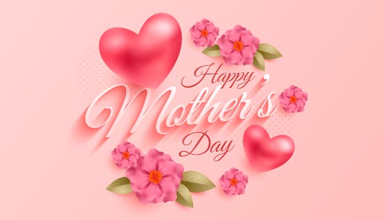 花朵和爱心设计母亲节快乐矢量素材(AI/EPS)