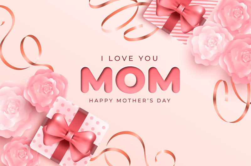 粉色花朵和礼物设计母亲节快乐矢量素材(AI/EPS)