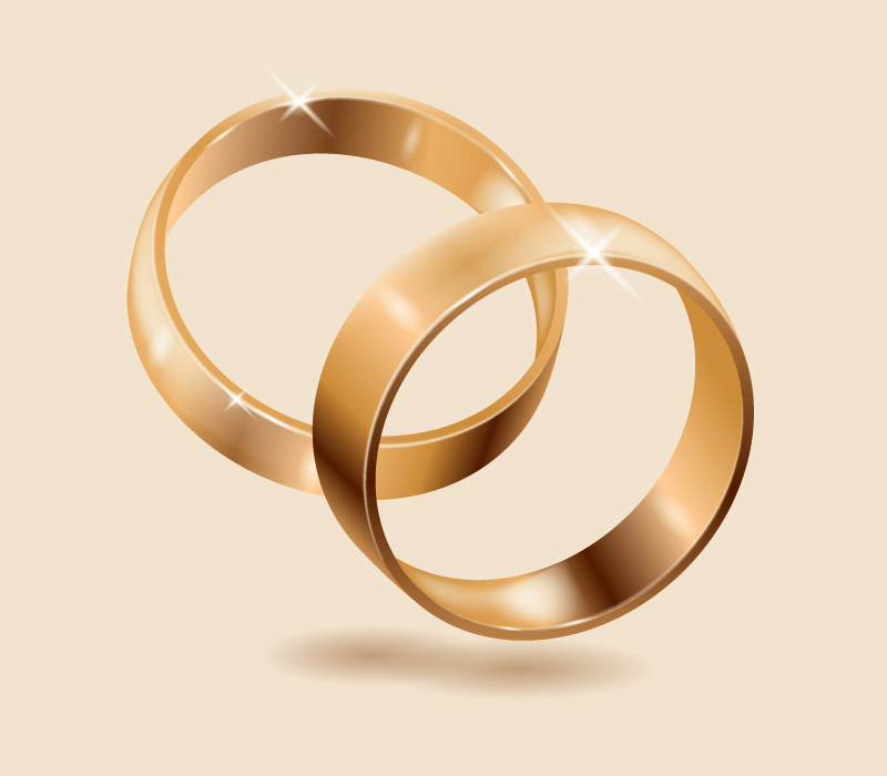 逼真的金色结婚戒指矢量素材(AI/EPS)