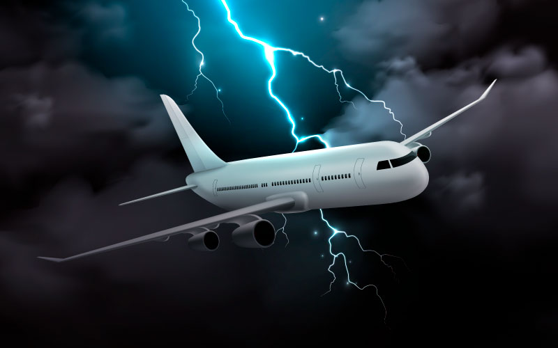 雷雨闪电中的飞机矢量素材(EPS)
