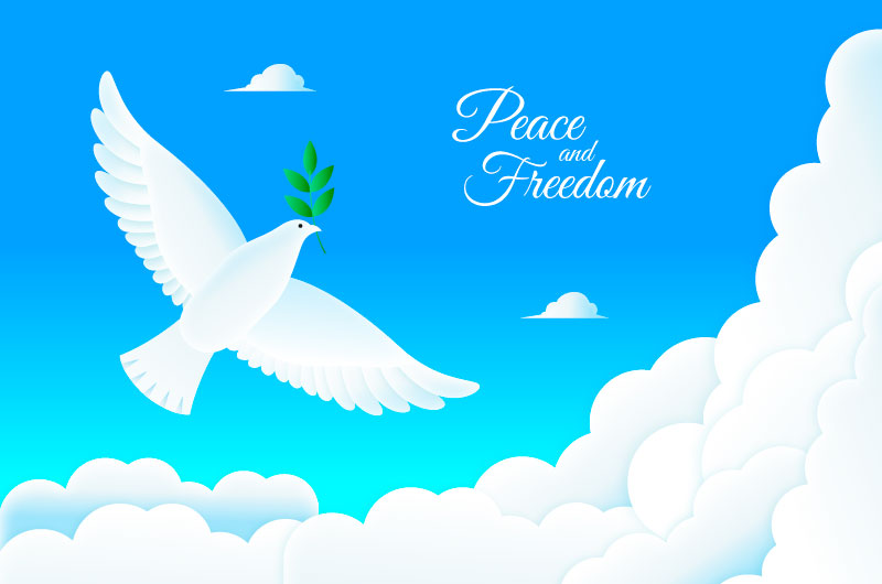 鸽子和白云设计和平自由背景矢量素材(AI/EPS)